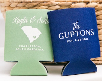 Any State Wedding Can Cooler Beer Cozy Favor