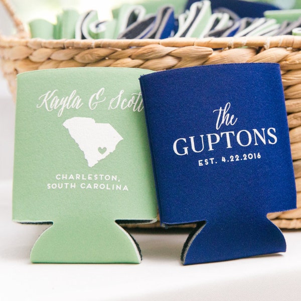 Any State Wedding Can Cooler Beer Cozy Favor