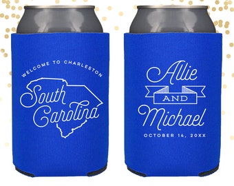 South Carolina State Wedding Welcome Can Cooler Beer Cozy Favor for Bags or Welcome Party