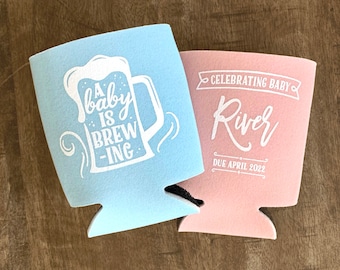 Baby Shower a Baby is Brewing Custom Can Cooler Beer Cozy