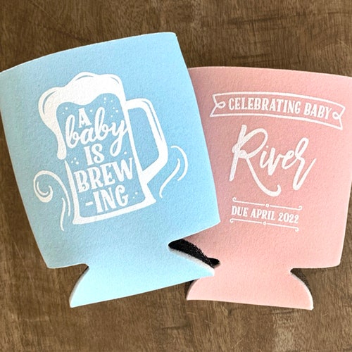 Baby Shower a Baby is Brewing Custom Can Cooler Beer Cozy Etsy