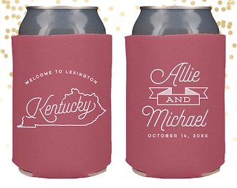 Kentucky State Wedding Welcome Can Cooler Beer Cozy Favor for Bags or Welcome Party