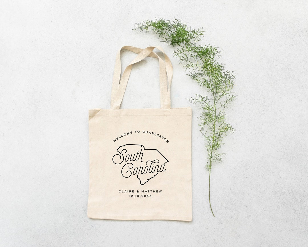 South Carolina Personalized Wedding Welcome Canvas Tote Bag - Etsy