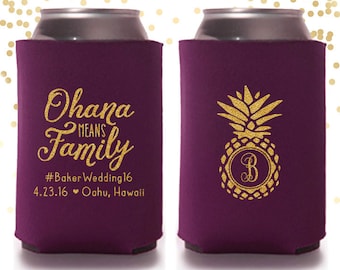 Pineapple Wedding Can Cooler Beer Cozy for Hawaii or Destination Wedding