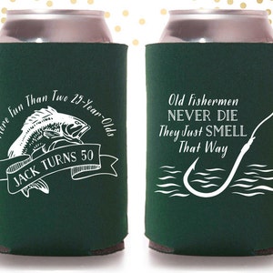 Fishing Birthday Party Custom Can Cooler Beer Cozy