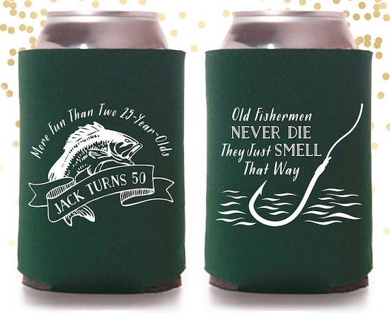 Fishing Birthday Party Custom Can Cooler Beer Cozy 