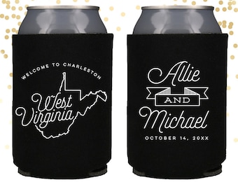 West Virginia State Wedding Welcome Can Cooler Beer Cozy Favor for Bags or Welcome Party