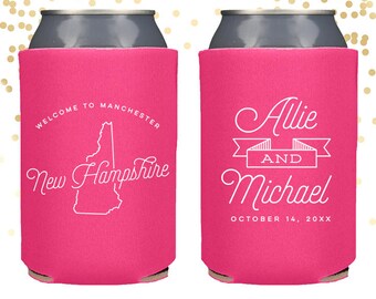 New Hampshire State Wedding Welcome Can Cooler Beer Cozy Favor for Bags or Welcome Party