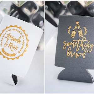 Something Brewed Wedding Can Cooler Beer Cozy Favor