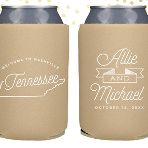 Tennessee State Wedding Welcome Can Cooler Beer Cozy Favor for Bags or Welcome Party