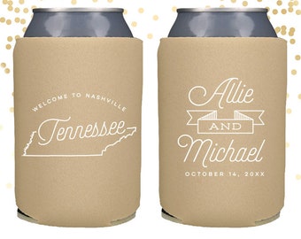 Tennessee State Wedding Welcome Can Cooler Beer Cozy Favor for Bags or Welcome Party