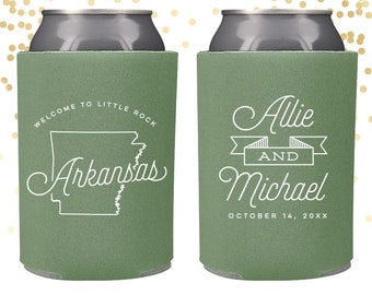 Arkansas State Wedding Welcome Can Cooler Beer Cozy Favor for Bags or Welcome Party