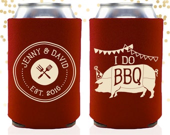 Engagement Party I Do BBQ Custom Can Cooler Beer Cozy Favor