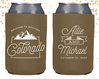 Colorado State Wedding Welcome Can Cooler Beer Cozy Favor for Bags or Welcome Party