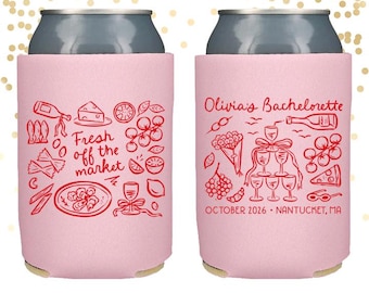 Fresh Off the Market Bachelorette Can Cooler Beer Cozy Favor for Bags or Welcome Party