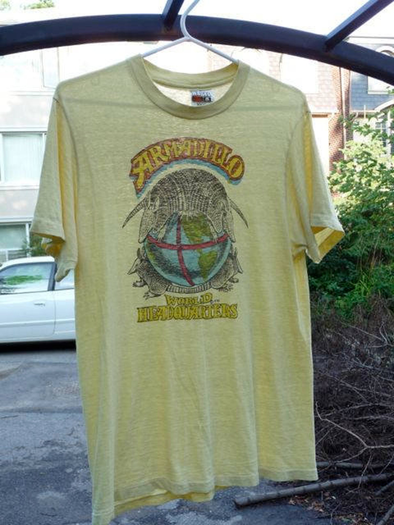 Armadillo World Headquarters Tshirt Austin Texas Yellow Etsy