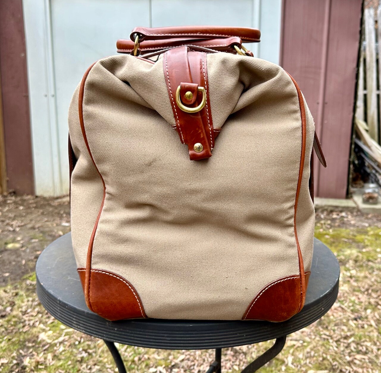 Vintage Brooks Brothers Canvas Leather Gladstone Bag, Holland 