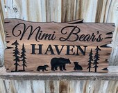 Custom Wood Signs Personalized Engraved Welcome Sign Outdoor Signs Camp Signs Bears Pine Trees Family Name FREE SHIPPING