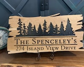 Custom Outdoor Wood Sign Personalized Farmhouse Decor Welcome Sign Wood Wall Art Address Trees Family Name FREE SHIPPING