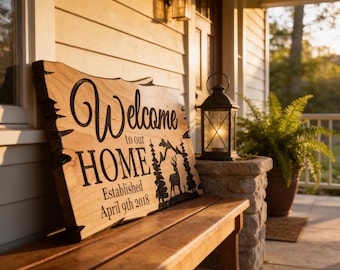 Cabin Wood Sign, Carved and Painted Welcome to Our Home, Custom - Etsy