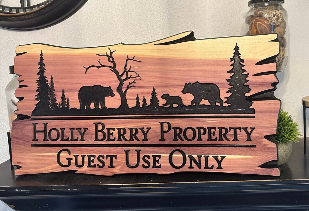 Custom Outdoor Wood Sign Personalized Cabin Camp Bear Sign Wood