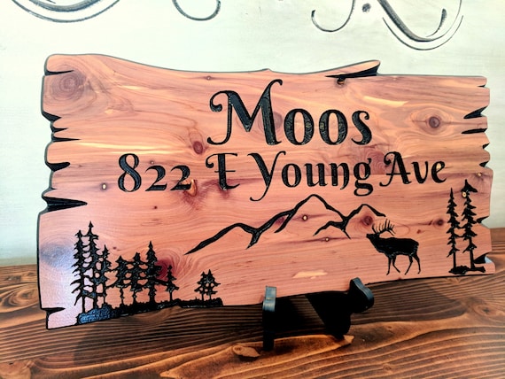 Personnalisé Chêne sculpté en bois Maison Nom Signe Maison Adresse Plaque Outdoor