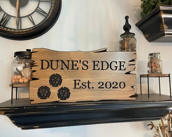 Custom Wood Signs for Outdoors Beach House Decor Lake House Personalized Wooden Signs Sand Dollars Family Name Carved Nautical FREE SHIPPING