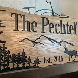 Custom Outdoor Wood Signs Personalized Farmhouse Decor Welcome Sign Wood Wall Art Address House Numbers Deer Pine Trees Family Name 401