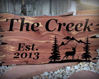 Custom Outdoor Wood Signs Lake House Decor Personalized Family Name Signs Established Sign Rustic Home Decor Cabin Signs for Outdoors Deer