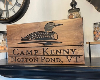 Custom Outdoor Wood Sign Personalized Lake Lakehouse Decor Welcome Sign Wood Wall Address Loon Family Name FREE SHIPPING Wooden Signs 803