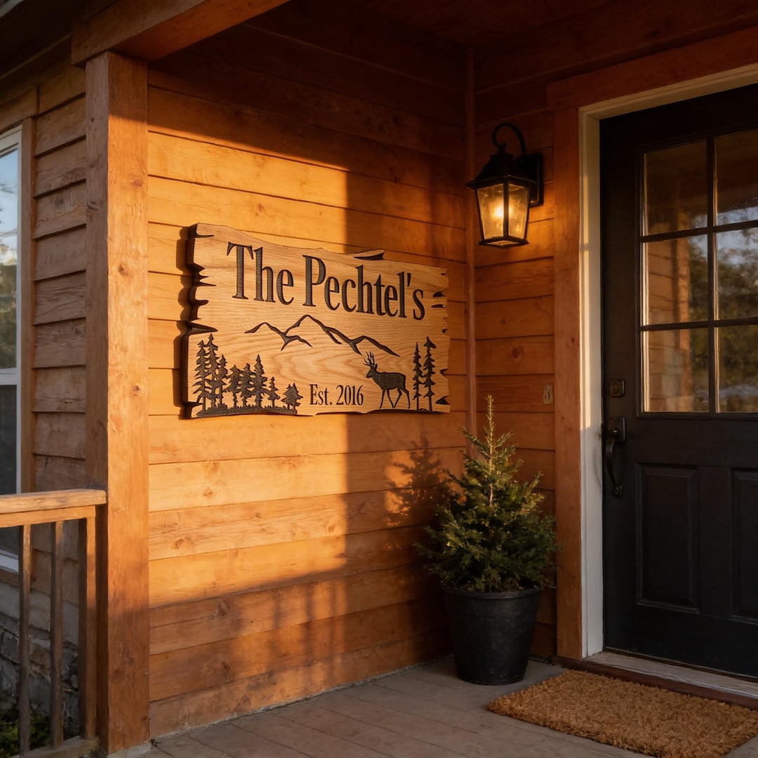 Personalized Outdoor Wood Sign: Rustic Farmhouse Style With Deer and ...