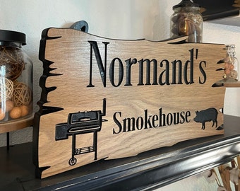 Custom Outdoor Wood Sign Personalized Cabin Camp Decor Welcome Sign Wood Address Smokehouse Grill Family Name FREE SHIPPING Wooden Signs 304