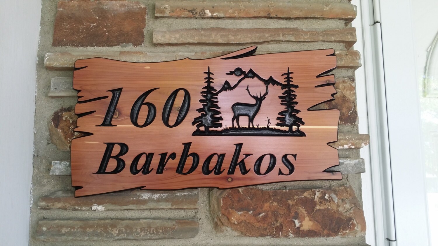 Carved Wood Signs, Personalized Wood Sign, Custom Wood Signs,   Engraved Wood Sign, Address Housewarming/Elk Pine Trees/Welcome Sign