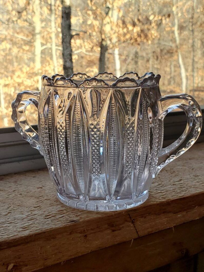 Old Vintage Antique Pressed Glass Sugar Bowl Ca 1920s Etsy