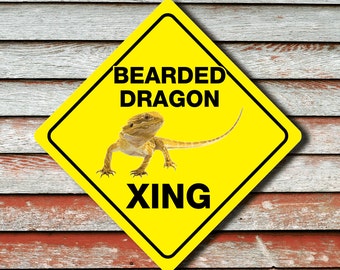 BEARDED DRAGON CROSSING Funny Sign Novelty