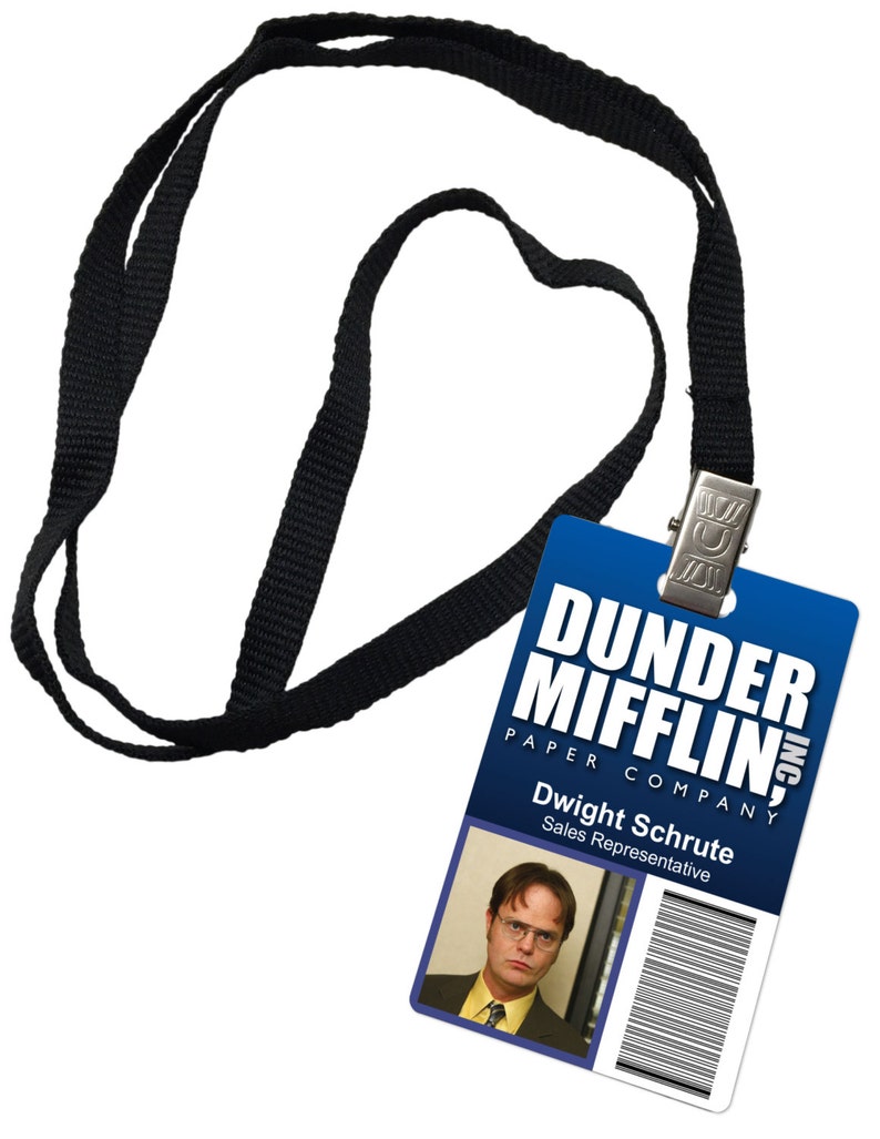 Dwight Schrute Dunder Mifflin Inc. Novelty Identity Badge The Business Prop Gown image relating to Dwight Schrute Id Badge Printable titled Dwight Schrute Dunder Mifflin Inc. Novelty Identification Badge The Office environment Prop Dress
