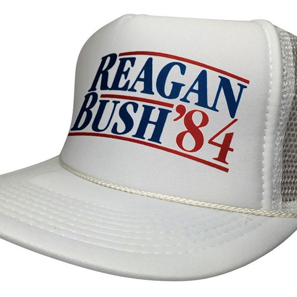 New Ronald Reagan George Bush 84 Trucker Hat Funny Campaign Cap Vintage
