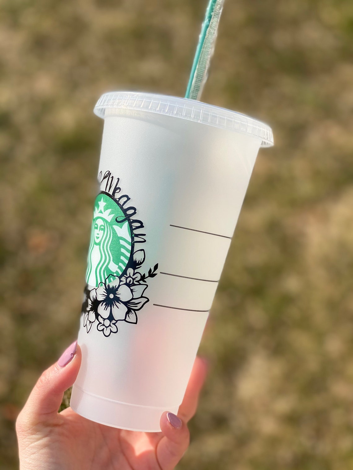 Personalized Floral Starbucks Cup Flower Decal Around Etsy