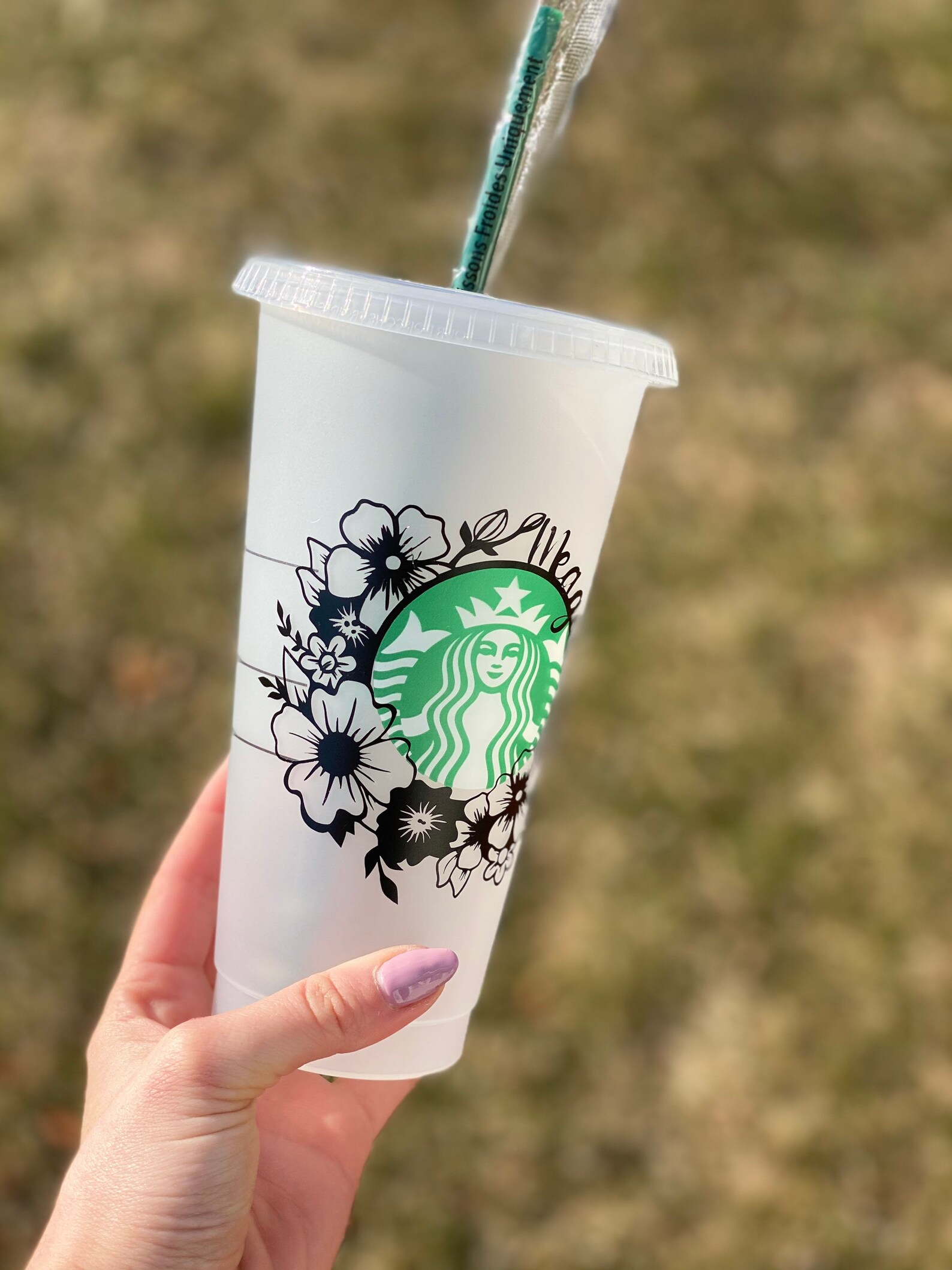 Personalized Floral Starbucks Cup Flower Decal Around | Etsy