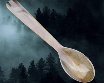 Large Cow Horn Utensil for Porridge, Soups & Stews - Handcrafted Natural Serving Spoon
