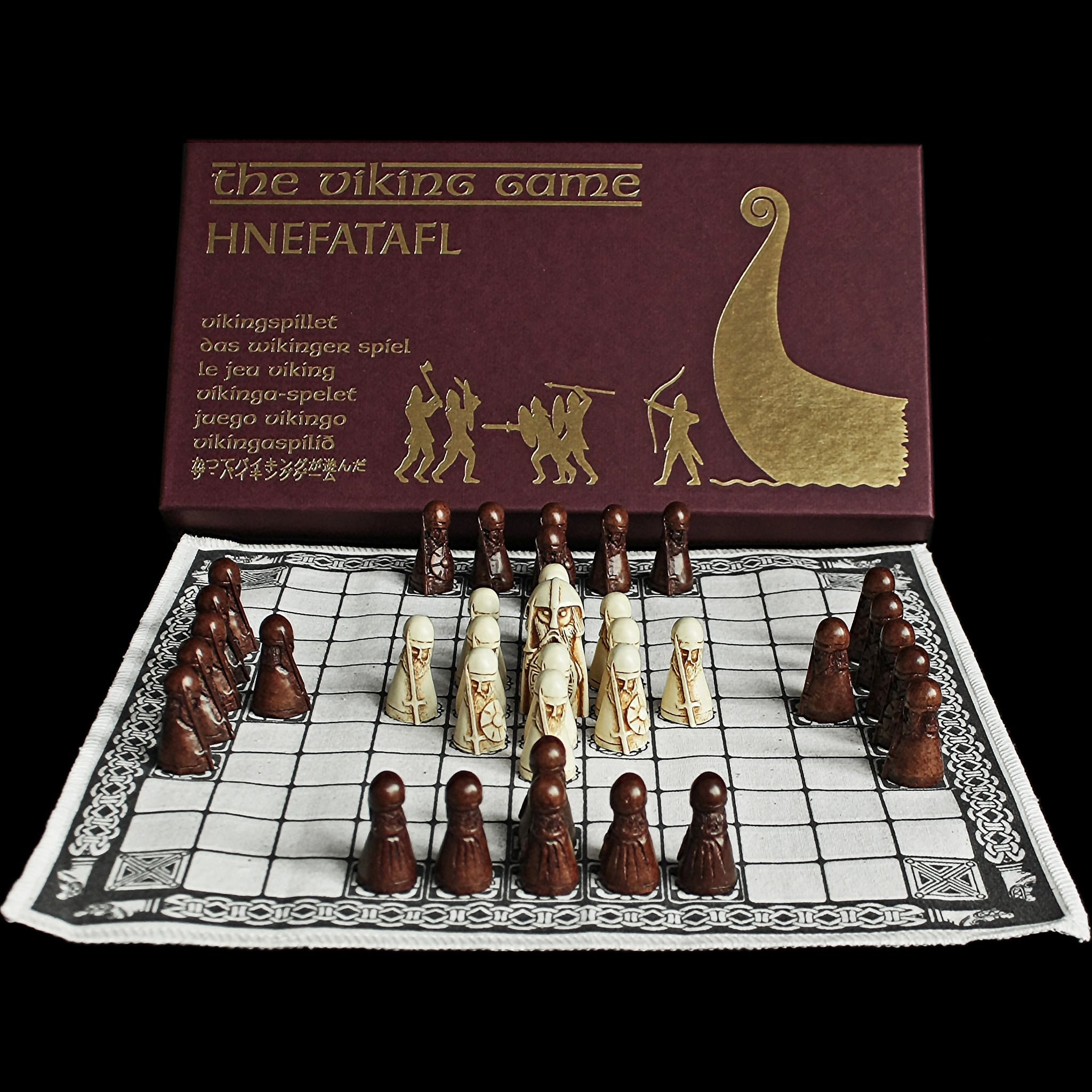 Jeu de société Hnefatafl, jeu d'échecs viking, jeu d'échecs en bois,  ensemble de voyage adulte / enfant avec boîte en bois