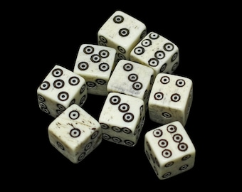 Medium Bone Dice With Dot and Rings Marks