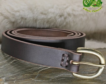 Leather Viking Belt with Brass Buckle