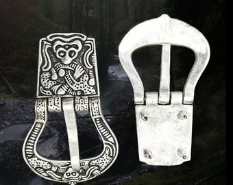 Silver Plated Borre Style Gripping Beast Viking Buckle