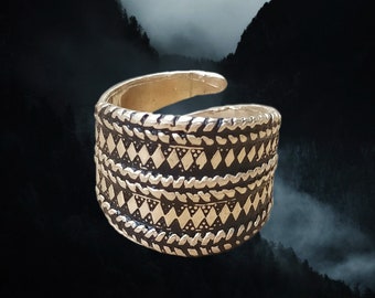 Decorated Bronze Replica Viking Ring