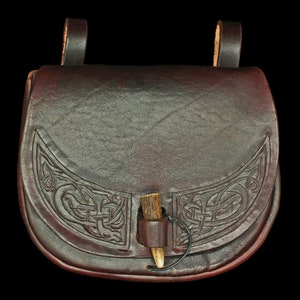 Große Wikinger-Drachen-Gürteltasche aus Leder