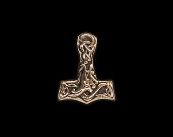 Small Bronze Interlace Thors Hammer Pendant