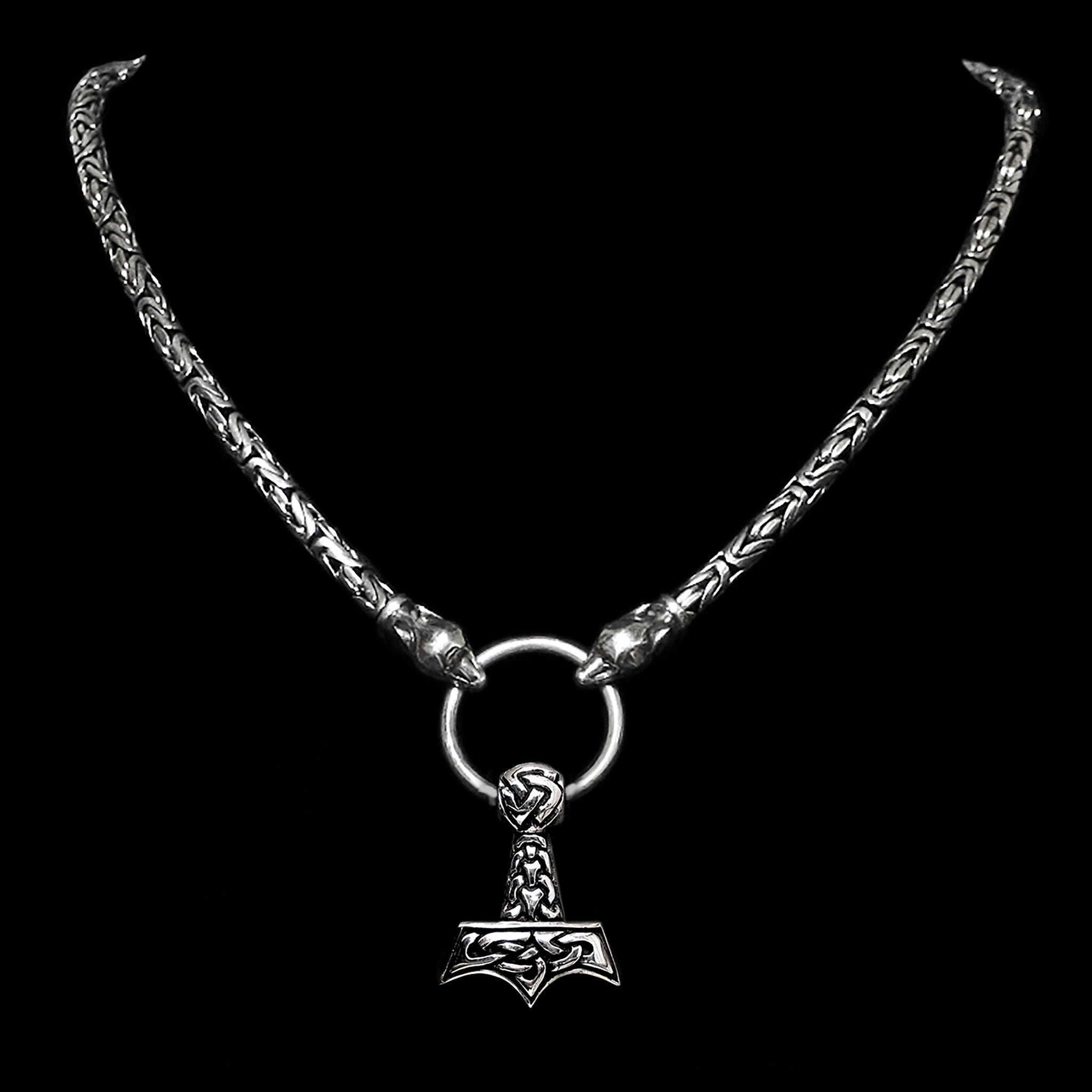 5mm Thick Silver King Chain Thors Hammer Necklace With Etsy UK