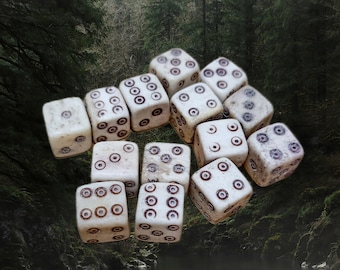 Small Bone Viking Dice with Dot and Ring Marks