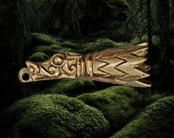 Medium Bronze Viking Drinking Horn Finial with Dragon Head